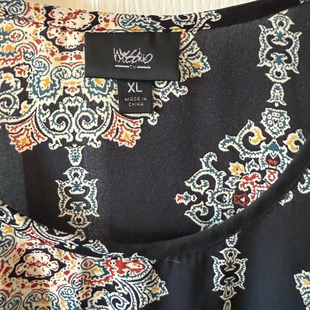 Mossimo Tunic Style Top, Black Moroccan Medallion Pattern, Women's Size XL - Picture 7 of 13